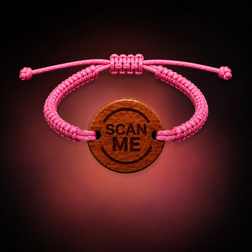 BandUp Kids rose — bracelet NFC sur halo corail